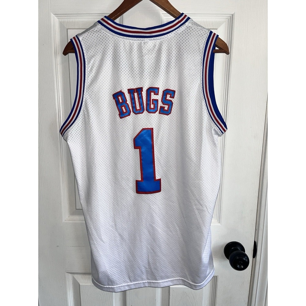 Looney Tunes White Tune Squad Bugs Bunny #1 Basketball Jersey Small Space Jam - Picture 3 of 7